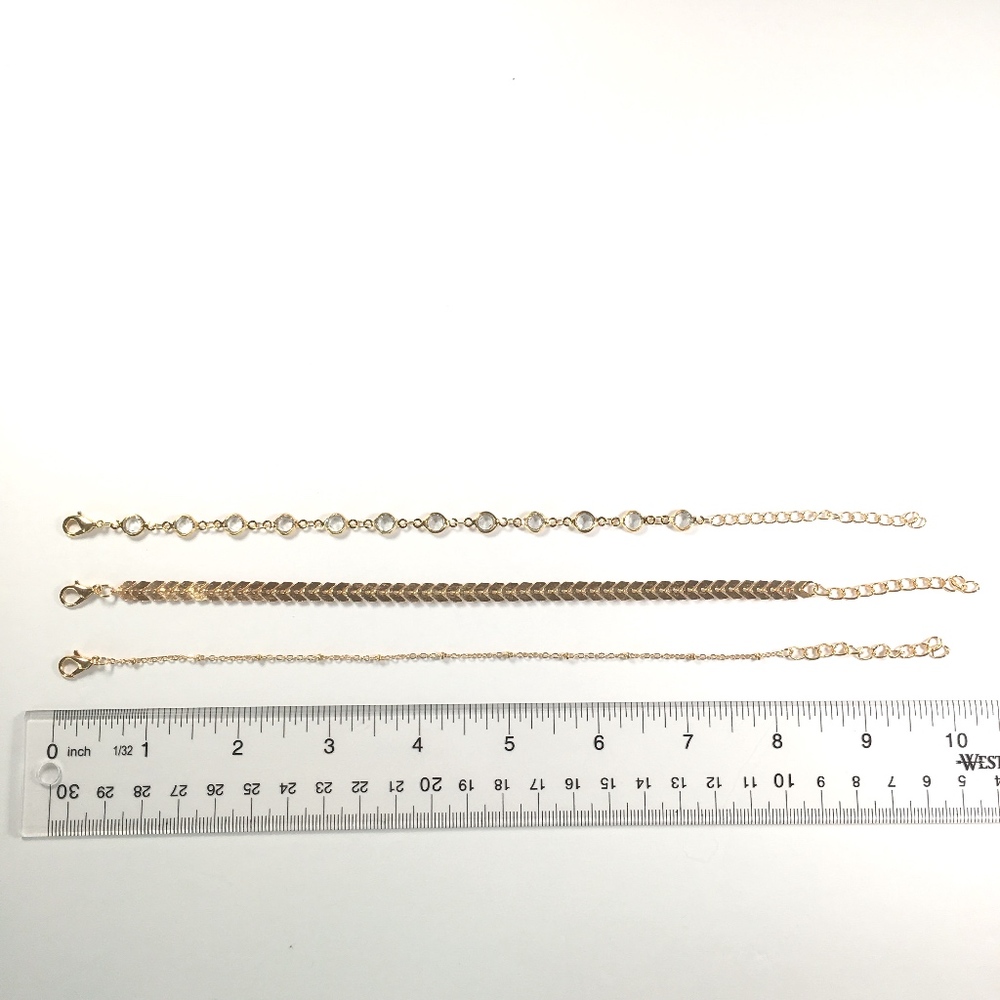 Crystal Chevron Anklet Set (3 pc.) - Picture 4 of 5